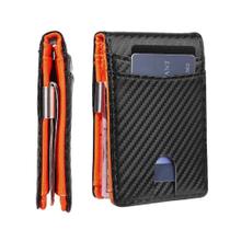 CARTEIRA MASCULINA MINIMALISTA RFID ANTIROUBO FIBRA CARBONO Cor:Preto/Laranja CARTEIRA MASCULINA MINIMALISTA RFID ANTIROUBO FIBRA CARBONO Cor:Preto/Laranja