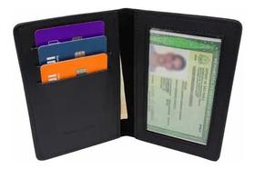 Carteira Masculina Porta Cartão Em Couro Cabe Rg, Cnh