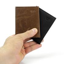 Carteira masculina porta cartão em couro pequena e descreta