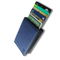 Carteira Masculina Porta Cartoes Exclusive Cor Azul Rubi Ravenna Antifurto Proteção RFID Minimalista Pop Up