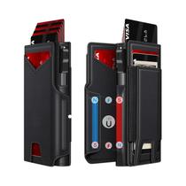 Carteira Masculina Slim De Couro Preto Com Bloqueio RFID E Porta-Cartões Pop-Up
