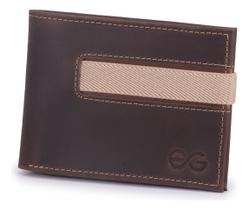 Carteira Masculina Slim Elástico e bolso Para moedas Couro Legítimo