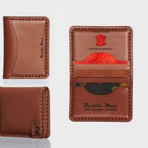 Carteira Masculina Slim Linha Premium Com Caixa De Madeira Feita À Mão De Couro Legítimo Para CNH E Porta Cartões Super Pequena E Fina Original