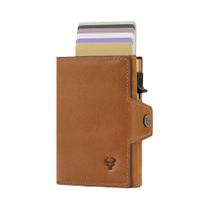 Carteira Masculina Slim Minimalista Com Bloqueio RFID Em Couro Crazy Horse Com Compartimento Para Carteira Masculina Slim Minimalista Com Bloqueio RFID Em Couro Crazy Horse Com Compartimento Para