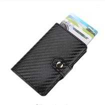 Carteira Masculina Slim Porta Cartão com Bloqueio Anti furto RFID Couro Preto