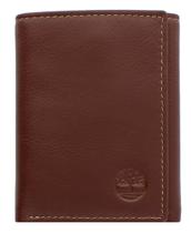 Carteira masculina Timberland de couro com três dobras e janela de identificação