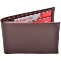 Carteira Masculina Tradicional em Couro Porta Cartão Café Liso
