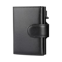 Carteira Masculina Trifold Em Couro Microfibra Com RFID, Porta-Cartões Slim, Bolsa Para Dinheiro E
