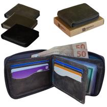 Carteira Masculina Zíper Couro Legítimo Porta Cartão Moeda Documentos Slim Executiva Monolo