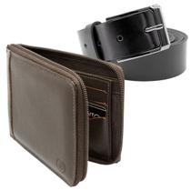 Carteira Masculina Zíper Luxo Couro Premium Caixa Presente Premium