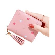 Carteira Mini Com Franjas Para Mulheres, Bonita, Curta, Com Zíper, Em Couro PU, Bolsa De Moeda