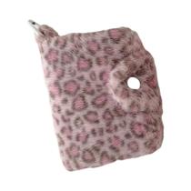 Carteira Mini De Pelúcia Com Estampa De Leopardo Para Meninas, Porta-Cartão De Identidade Estudantil