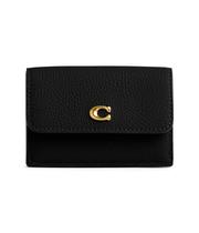 Carteira Mini Trifold Coach Essential - Couro Polished Pebble Preto