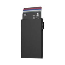 Carteira Minimalista de Metal RFID - Porta Cartões de Crédito Fina e Preta
