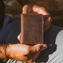 Carteira Minimalista RFID Antifurto em Couro Slot Cédula CNH