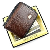 Carteira Mitty Em Couro Com Ziper Café - M1Z Carteira Mitty Em Couro Com Ziper Café - M1Z