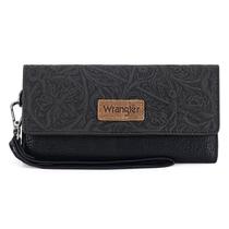 Carteira Montana West X Wrangler Tooling feminina preta de material vegano