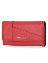 Carteira Nautica Money Manager RFID Slim feminina vermelha de material vegano