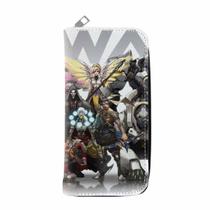 Carteira Overwatch Anime Characters Slim Bifold em couro PU