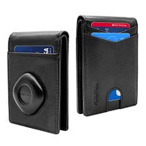 Carteira para homens compatível com Samsung Smart Tag Plus / Smart Tag Wallet, RFID Blocking Bifold Wallet com Galaxy SmartTag Plus / SmartTag Holder, Genuine Leather Cash Credit Card Holder com caixa de presente