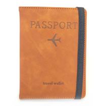 Carteira Personalizada Porta Passaporte e Documentos para Viagem de Couro PU Proteção RFID
