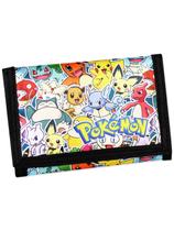 Carteira Pokémon para meninos e meninas, bolsa infantil com três dobras, carteiras de tiras autocolantes de lona com zíper, moeda de libra e porta-cartões com Charizard e Pikachu, ótimos presentes