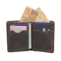 Carteira Porta Cartão Em Couro Espaço Para Cartões Notas Cédulas Envio Imediato