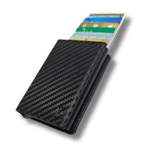Carteira Porta Cartao Masculina Rfid Fibra de Carbono Exclusive Tuatara Antifurto Minimalista Automática Proteção