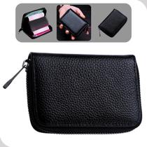 Carteira Porta Cartões material sintético Preto Com Zíper 11x8cm Carteira Porta Cartões material sintético Preto Com Zíper 11x8cm