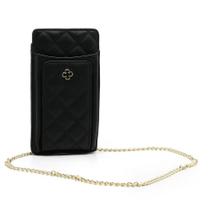 Carteira Porta Celular Pequeno Alça Tiracolo Matelassê - preto