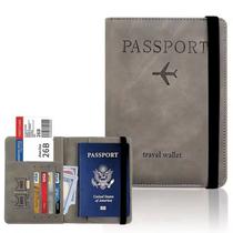 Carteira Porta Passaporte Documento com Proteção RFID Bilhete Viagem - - Cinza Carteira Porta Passaporte Documento com Proteção RFID Bilhete Viagem - - Cinza