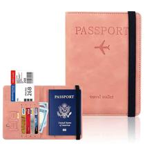 Carteira Porta Passaporte Documento com Proteção RFID Bilhete Viagem - - Salmão