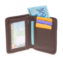 Carteira Prática Porta Cartão Dinheiro Documentos em Couro Modelo Pequena