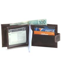 Carteira preta couro cru porta cartão de crédito moderna