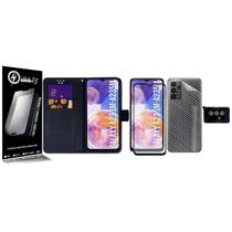 Carteira Preta + Skin Carbono + Vidro 3d + Câmera compativel Galaxy A23 4G A235 6.6 - Cell In Power25