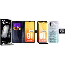Carteira Preta + Skin Carbono + Vidro 3d + Camera Compatível Redmi 9I Sport 6.53 - Cell In Power25 Carteira Preta + Skin Carbono + Vidro 3d + Camera Compatível Redmi 9I Sport 6.53 - Cell In Power25