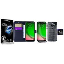 Carteira Preta + Skin Carbono + Vidro 3d + Câmera Moto G7 Play XT1952 5.7 - Cell In Power25 Carteira Preta + Skin Carbono + Vidro 3d + Câmera Moto G7 Play XT1952 5.7 - Cell In Power25
