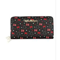 Carteira Retangular Preta Pintas Laços Minnie 10x19cm Disney DMG9020-MK32-D