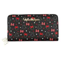 Carteira retangular preta pintas laços minnie 10x19cm - disney
