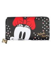 Carteira Retangular Preta Pintas Minnie 10x19cm Disney