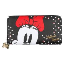 Carteira retangular preta pintas minnie 10x19cm - disney Carteira retangular preta pintas minnie 10x19cm - disney