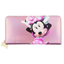 Carteira retangular rosa minnie 10x20cm - disney