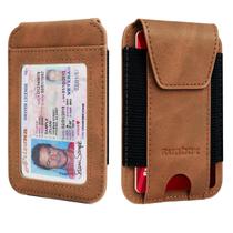 Carteira RUNBOX, bolso frontal fino em couro com bloqueio de RFID