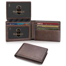 Carteira RUNBOX RFID Leather Slim para homens e mulheres