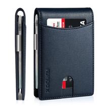 Carteira RUNBOX Slim Bifold em couro com bloqueio RFID (11 cartões)