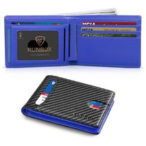 Carteira RUNBOX Slim Leather com duas dobras com bloqueio RFID preto carbono