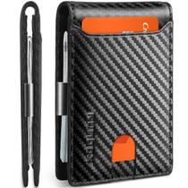 Carteira RUNBOX Slim Leather Money Clip para homens com bloqueio de RFID