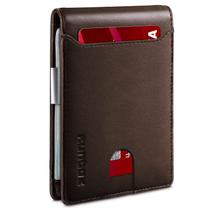 Carteira RUNBOX Slim Leather Money Clip para homens com bloqueio de RFID