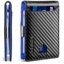 Carteira RUNBOX Slim Leather Money Clip para homens com bloqueio de RFID