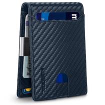 Carteira RUNBOX Slim Leather Money Clip para homens com bloqueio de RFID